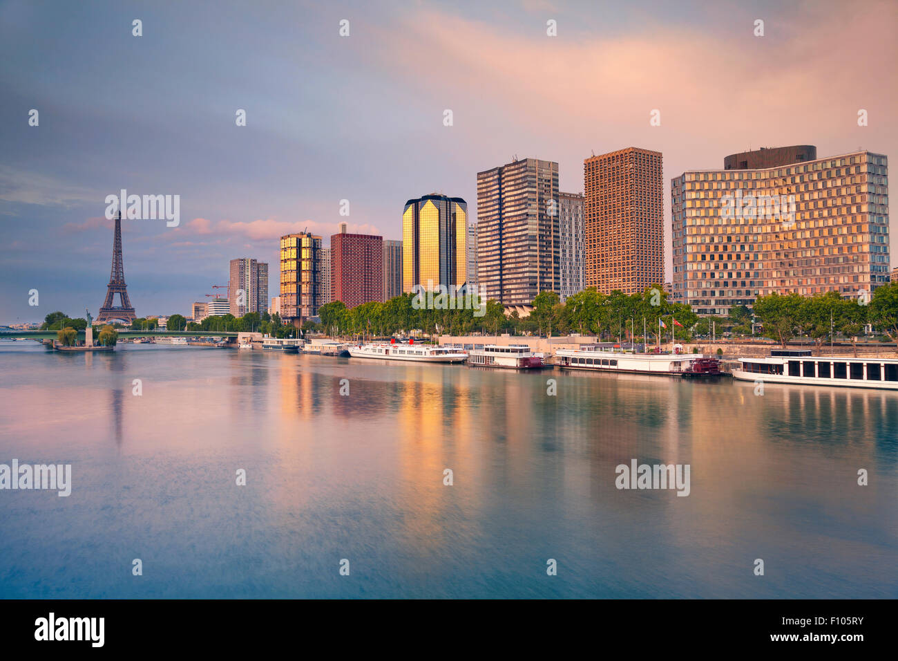 Image of modern architecture in Paris with the Eiffel Tower in the background. Stock Photo