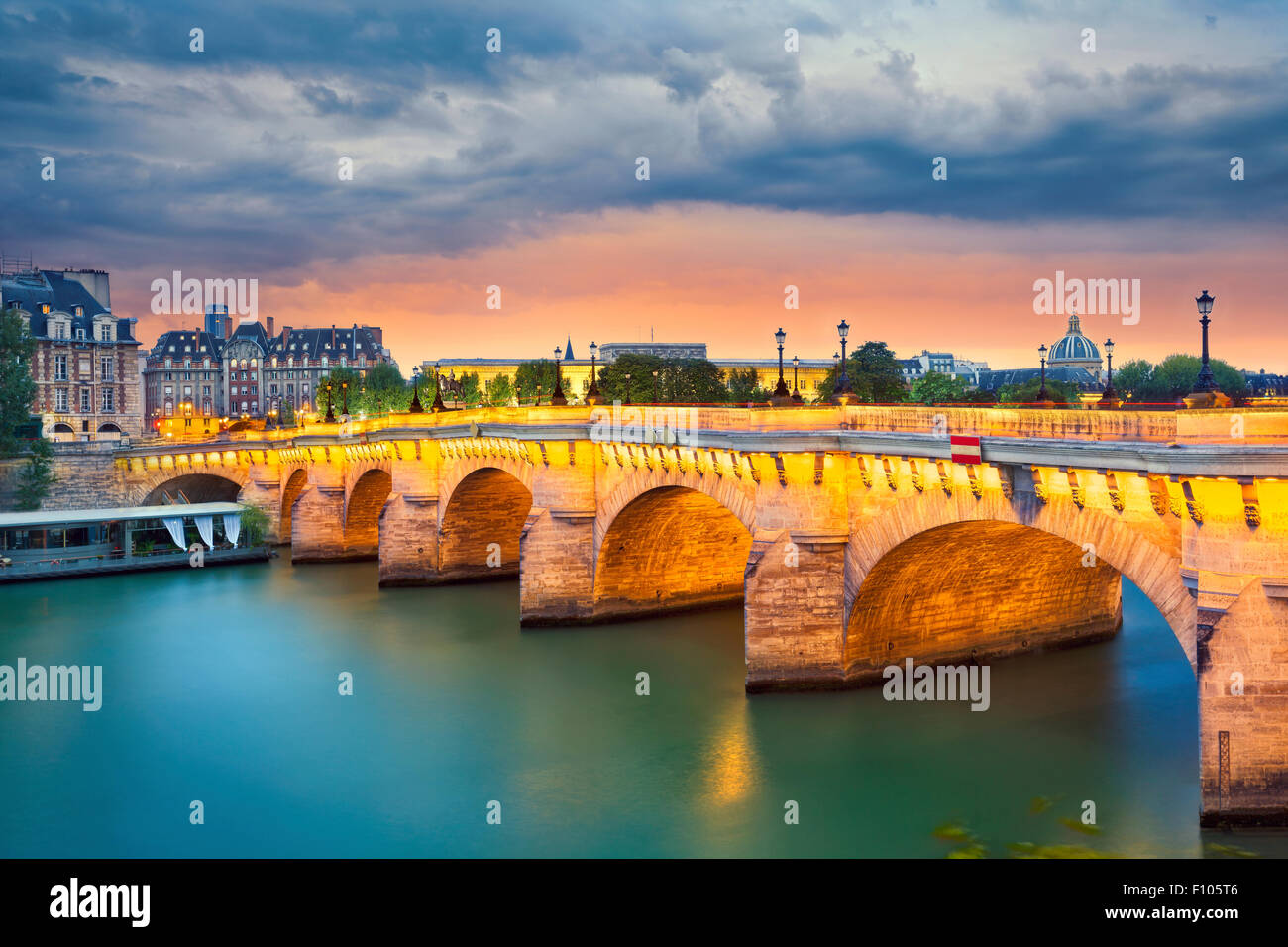 Paris. Image of the Pont Neuf, the oldest standing bridge across the river Seine in Paris, France. Stock Photo