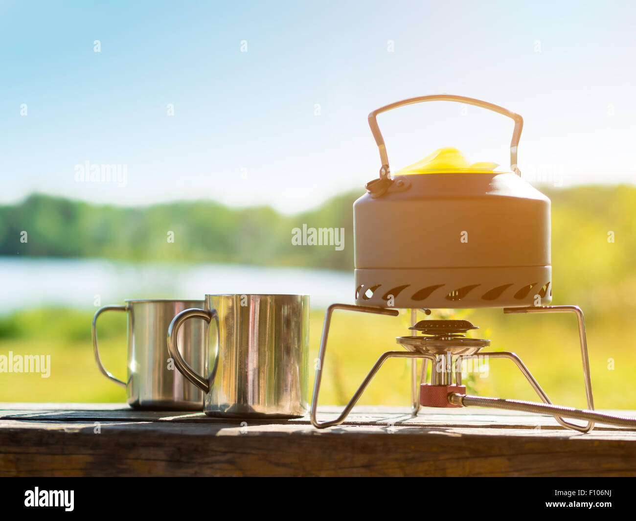 Making coffee or tee on a gas burner Stock Photo Alamy