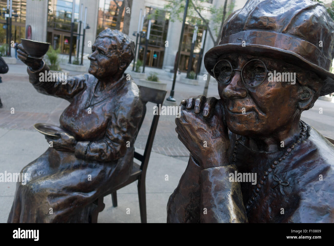 The 'Famous Five' women's suffrage memorial in Calgary (detail) Stock Photo