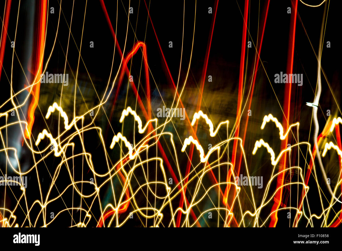Abstract City light trails on black background Stock Photo