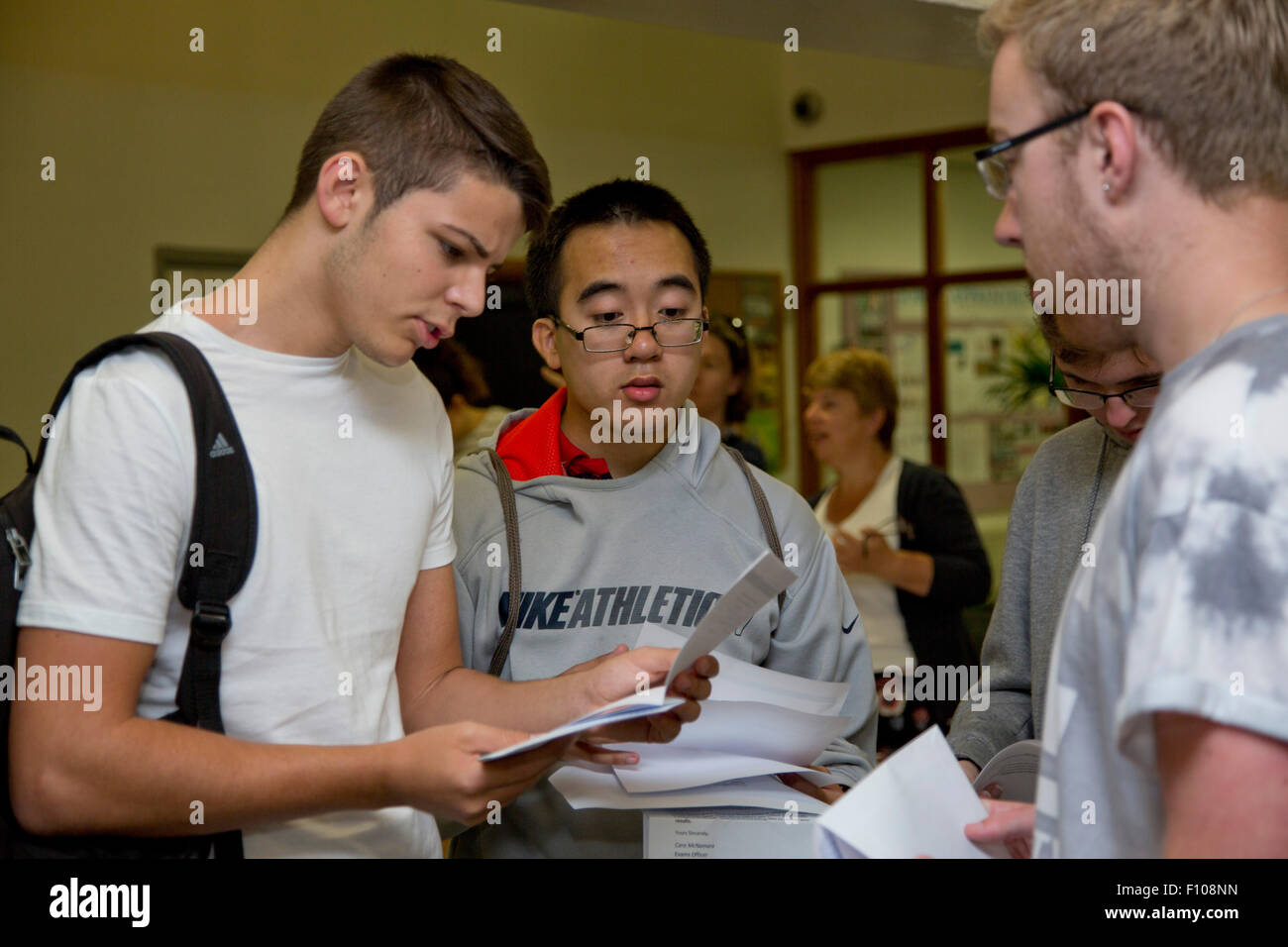 Students with their exam results Stock Photo - Alamy