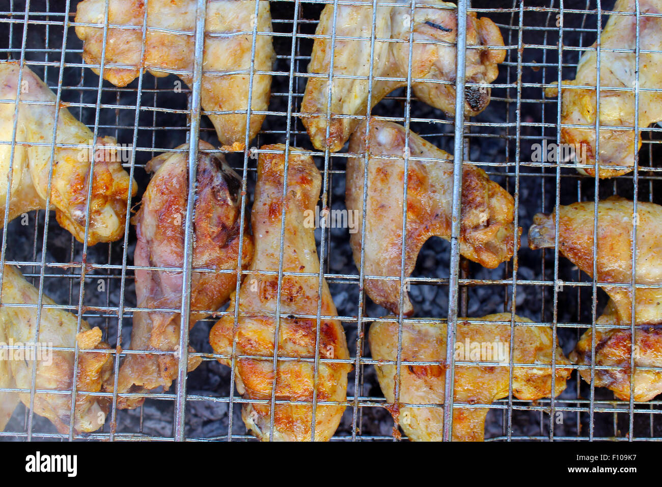 appetizing barbecue from chicken 's meat cooked on the fire Stock Photo