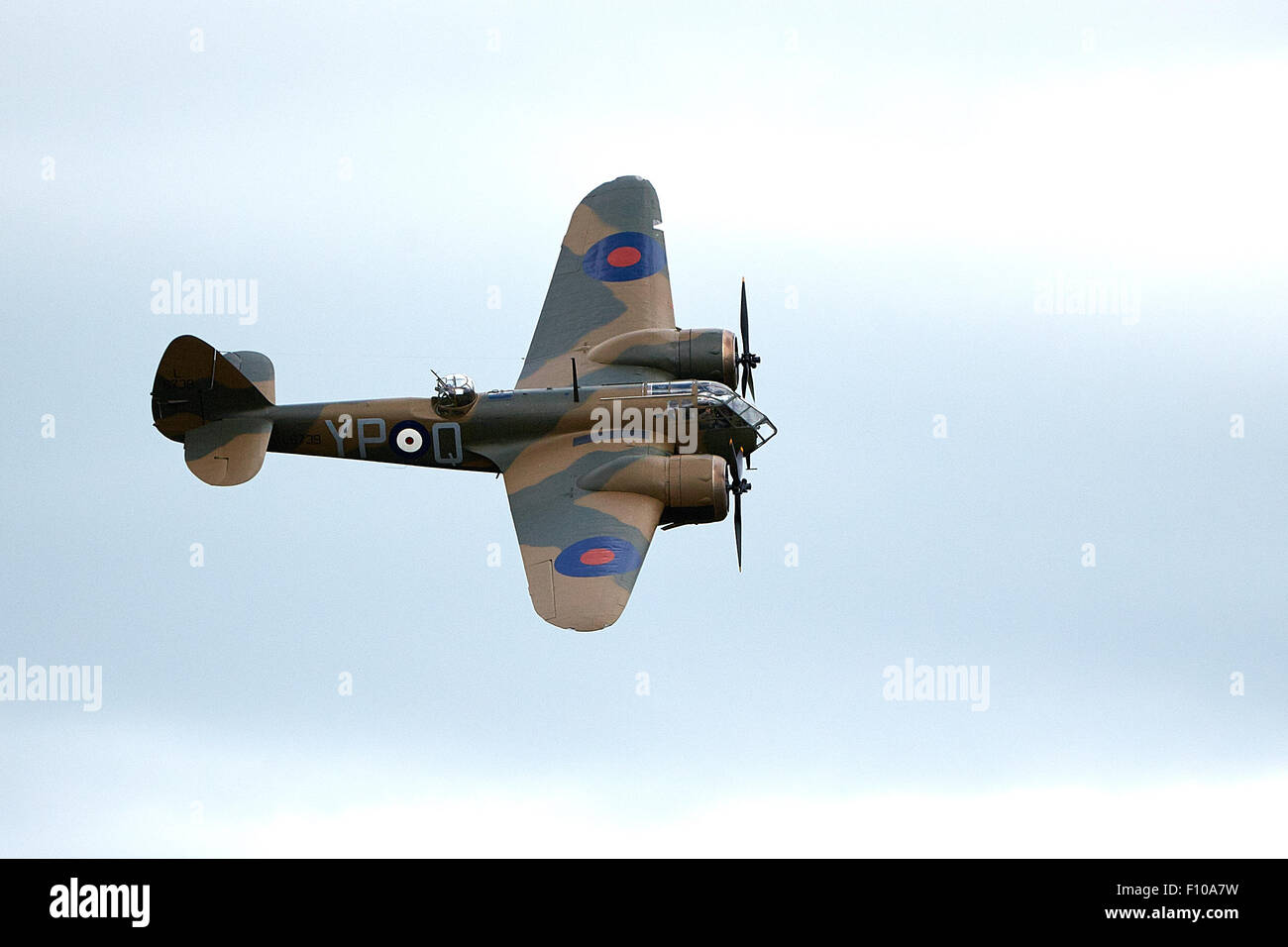 A Bristol Blenheim twin-engined Mk1 bomber flies at the 2015 Bicester Flywheel festival. Stock Photo