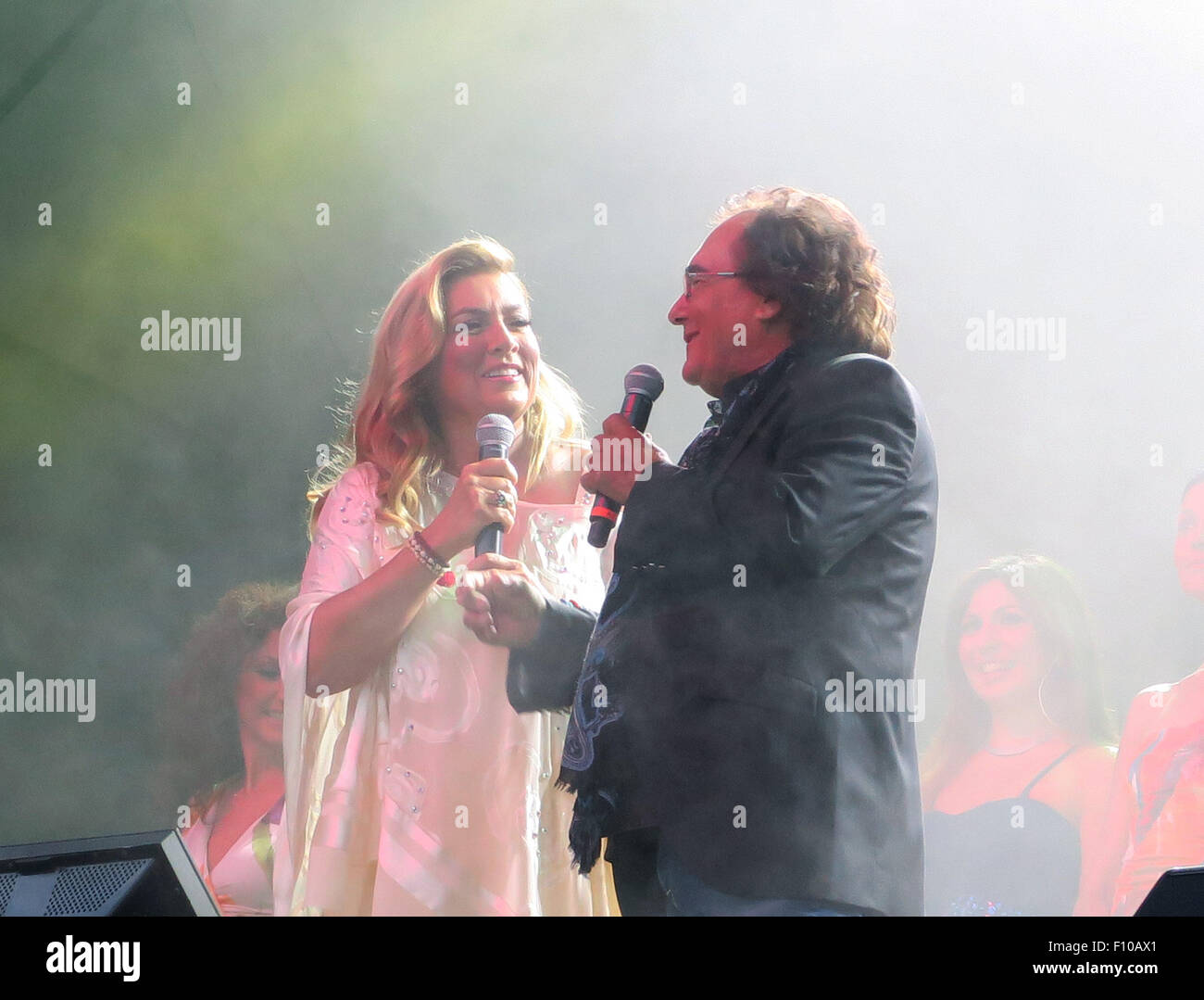 Berlin, Germany. 22nd Aug, 2015. Singer Albano Carrisi alias Al Bano and Romina Power perform at the Waldbuehne in Berlin, Germany, 22 August 2015. The two shared a stage for the fist time in 20-years. Photo: Xamax/dpa - NO WIRE SERVICE -/dpa/Alamy Live News Stock Photo