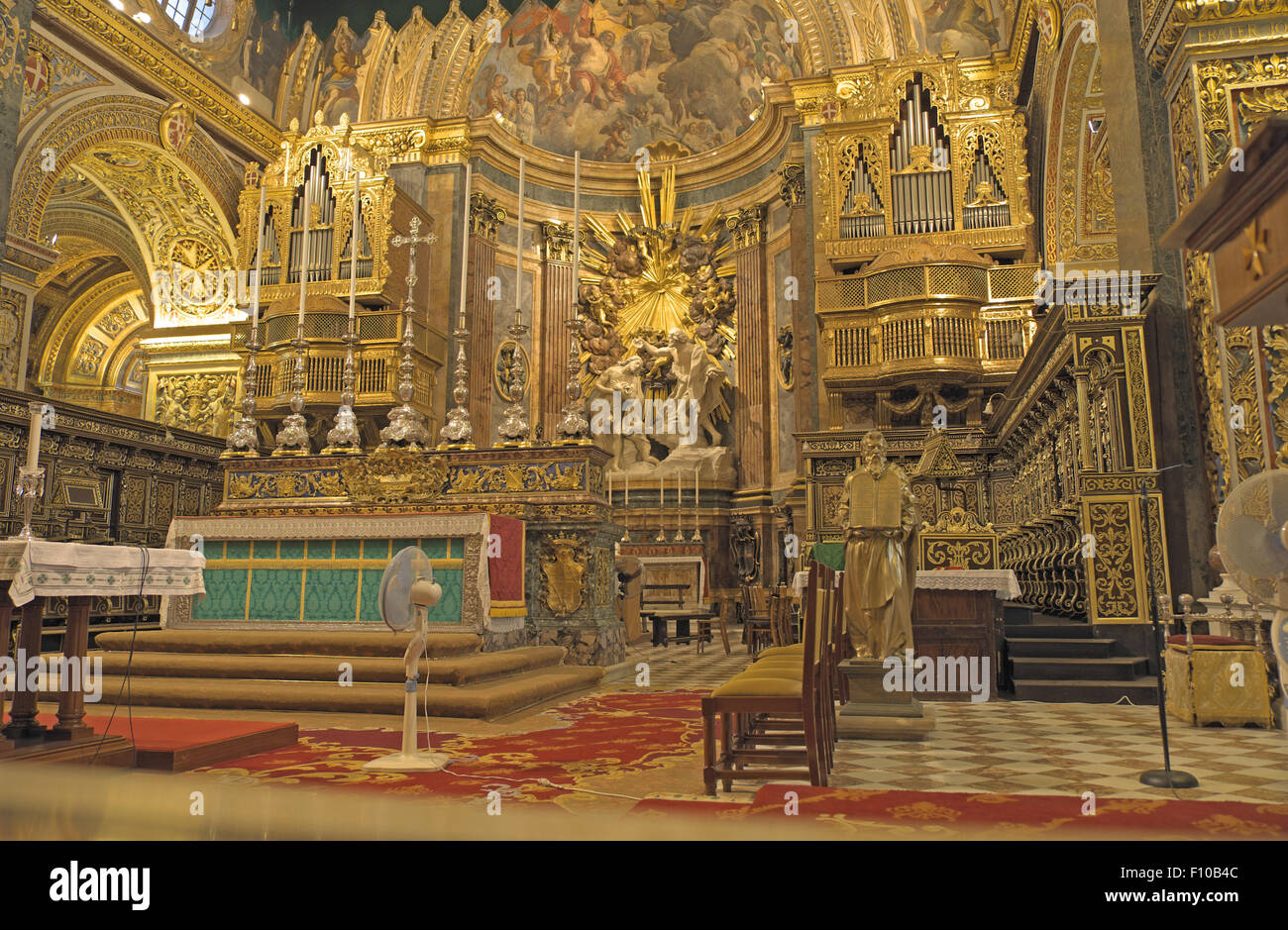 Ornate interior of the Co-Cathedral St John, Valletta, Malta. Stock Photo