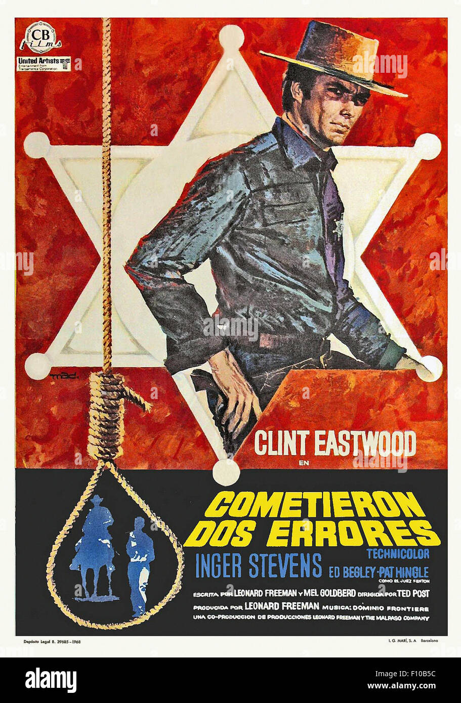 Hang 'Em High - Spanish Movie Poster Stock Photo