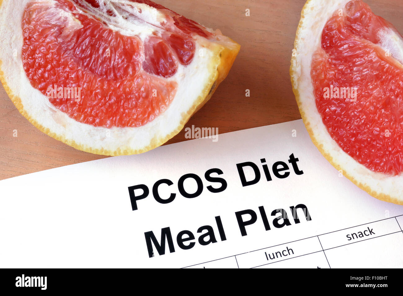 Paper with PCOS diet Meal plan and grapefruit Stock Photo Alamy