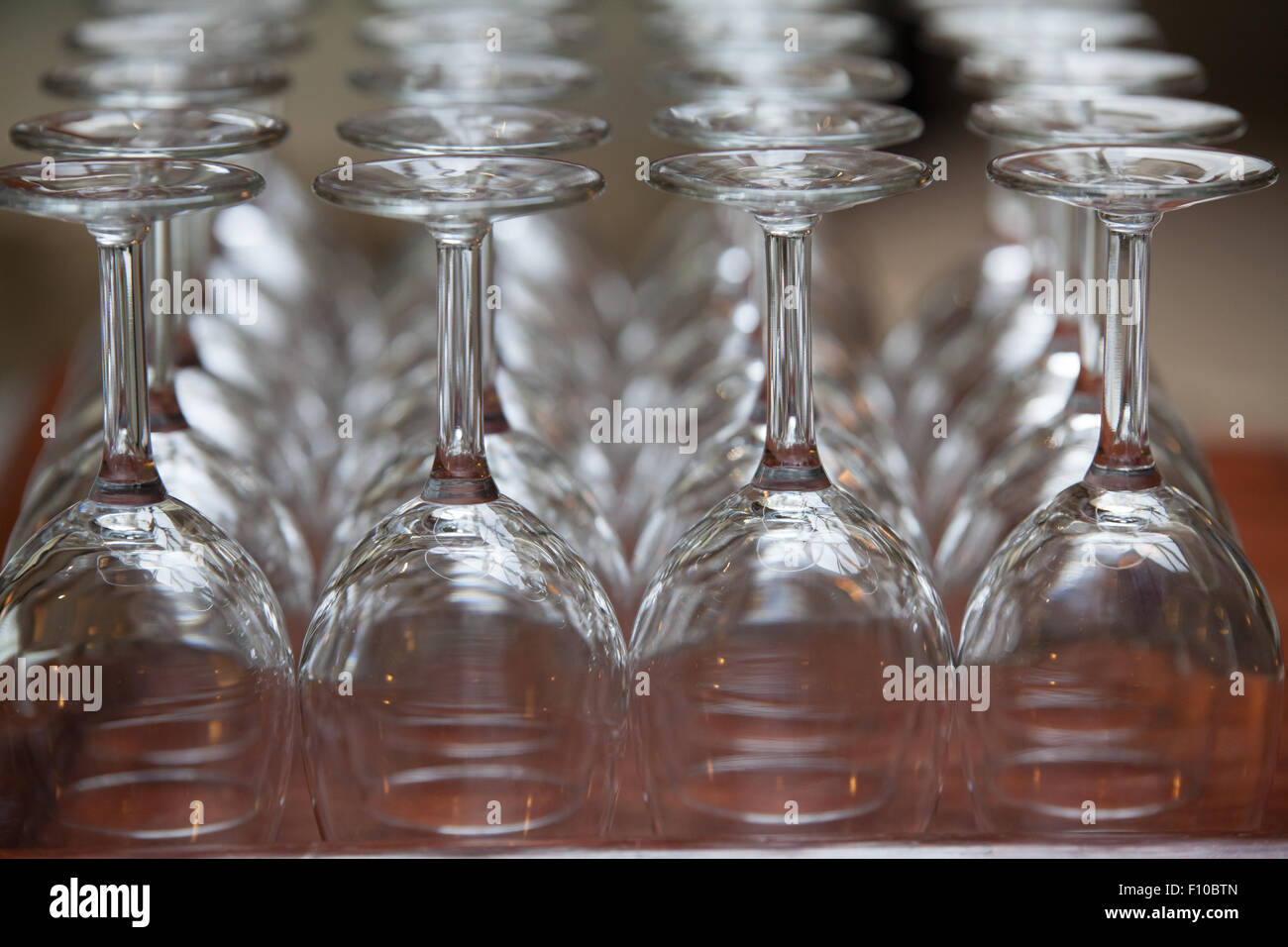 empty wine glass upside down Stock Photo