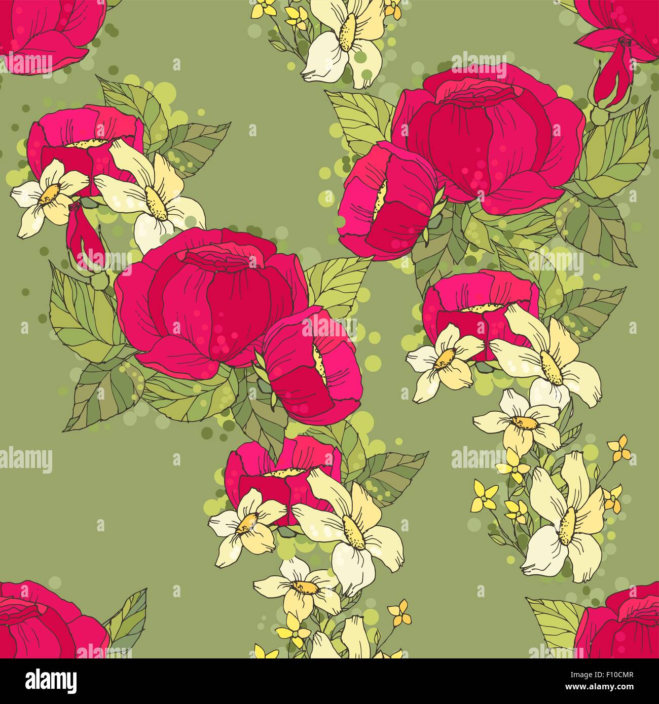 Seamless floral pattern with peonies Stock Vector Image & Art - Alamy