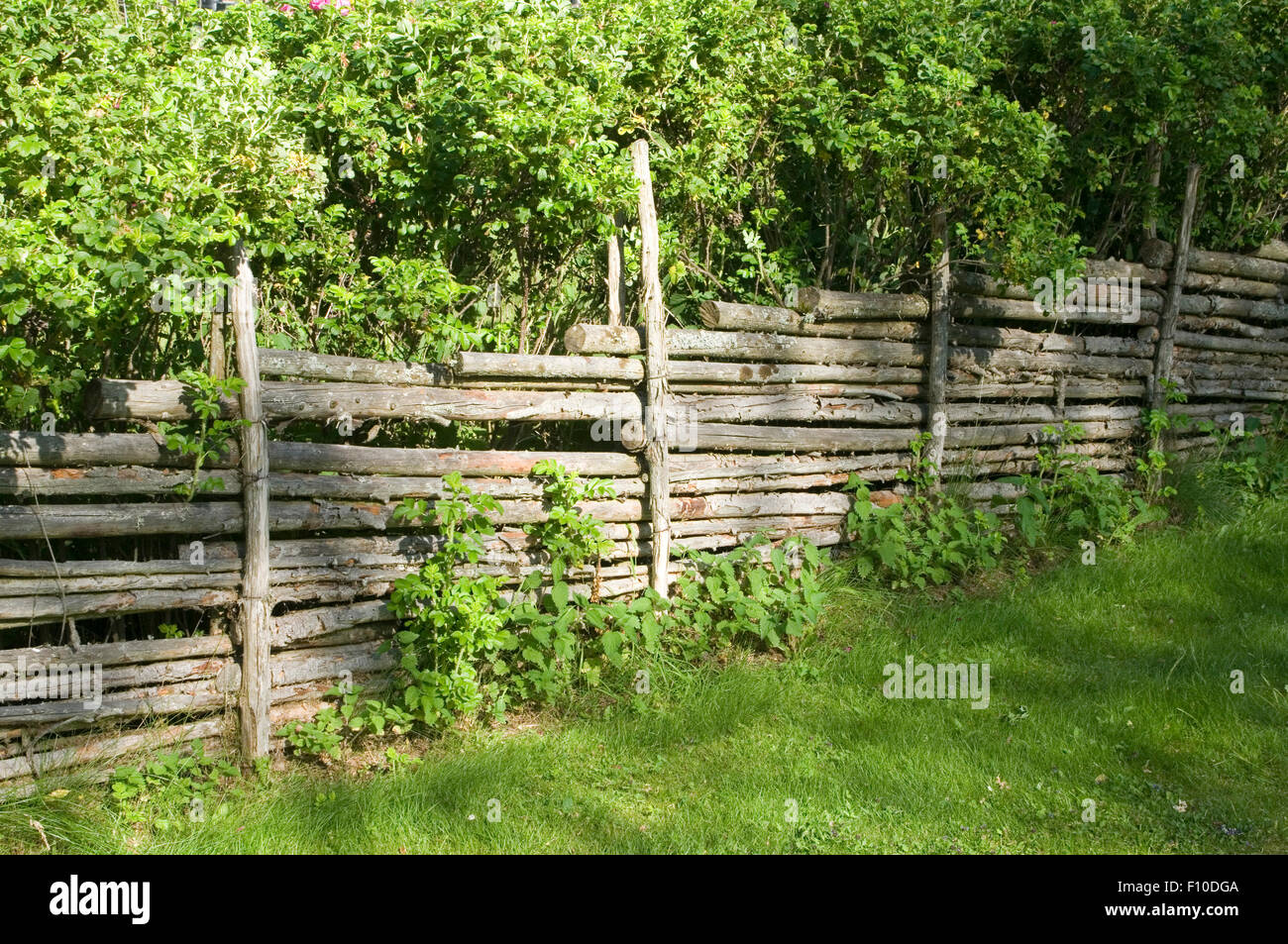 traditional roundpole swedish fence fences fencing sweden countryside