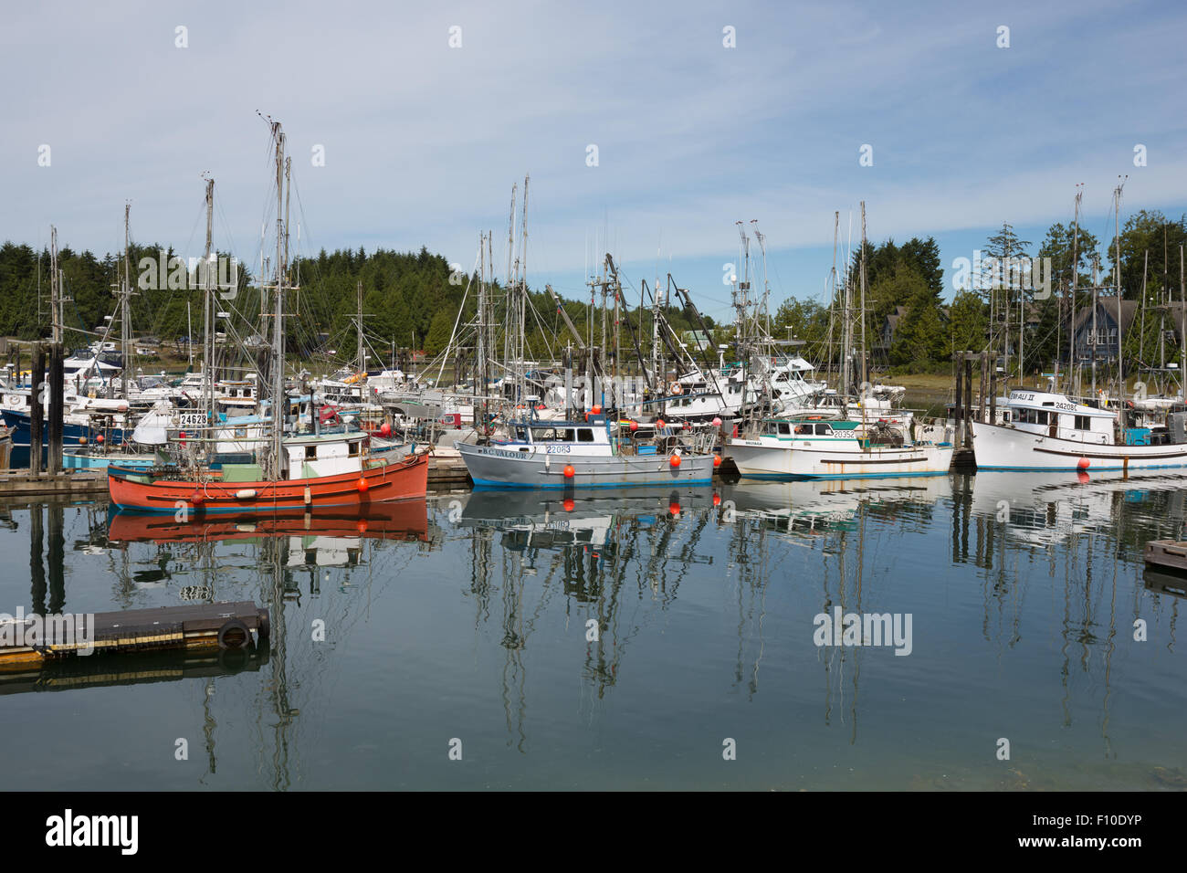 Ucluelet marina, with colourful fishing and pleasure boats Stock Photo