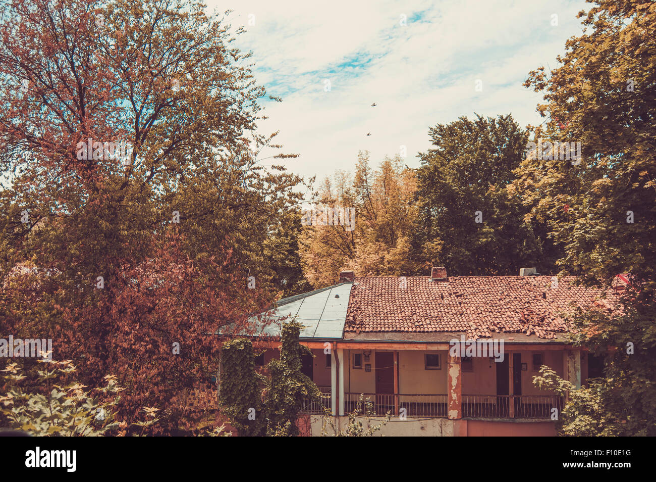 Old house in warm autumn colors Stock Photo