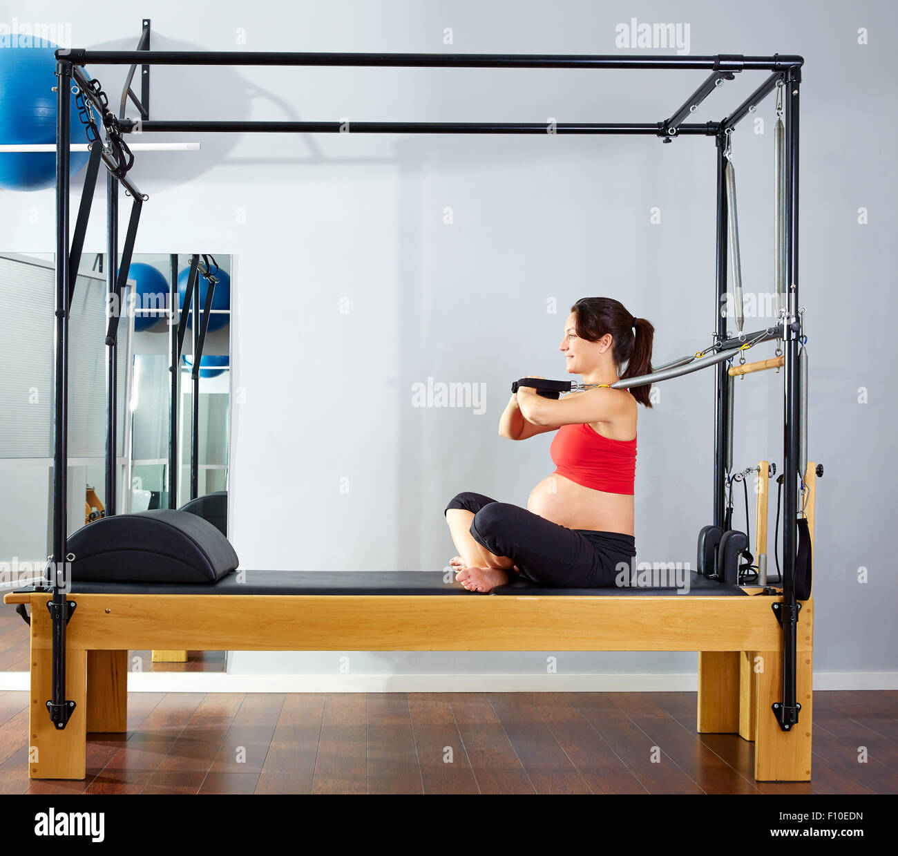 Pilates Woman In Cadillac Walk Over Reformer Stock Photo By, 48% OFF