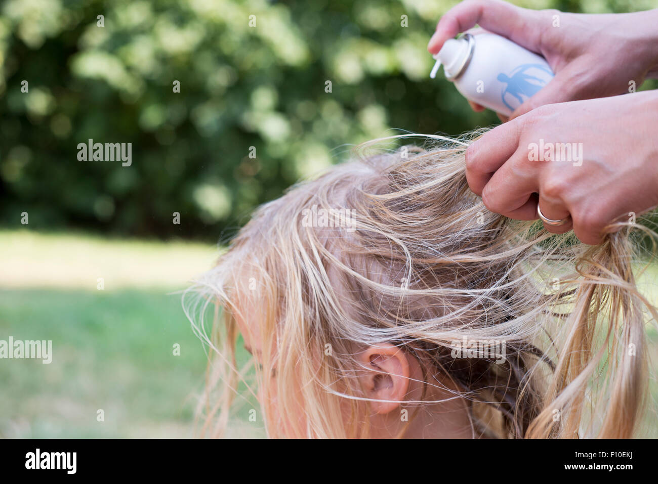 Treatment For Sucking Lice Child Little Blond Girl Hair With