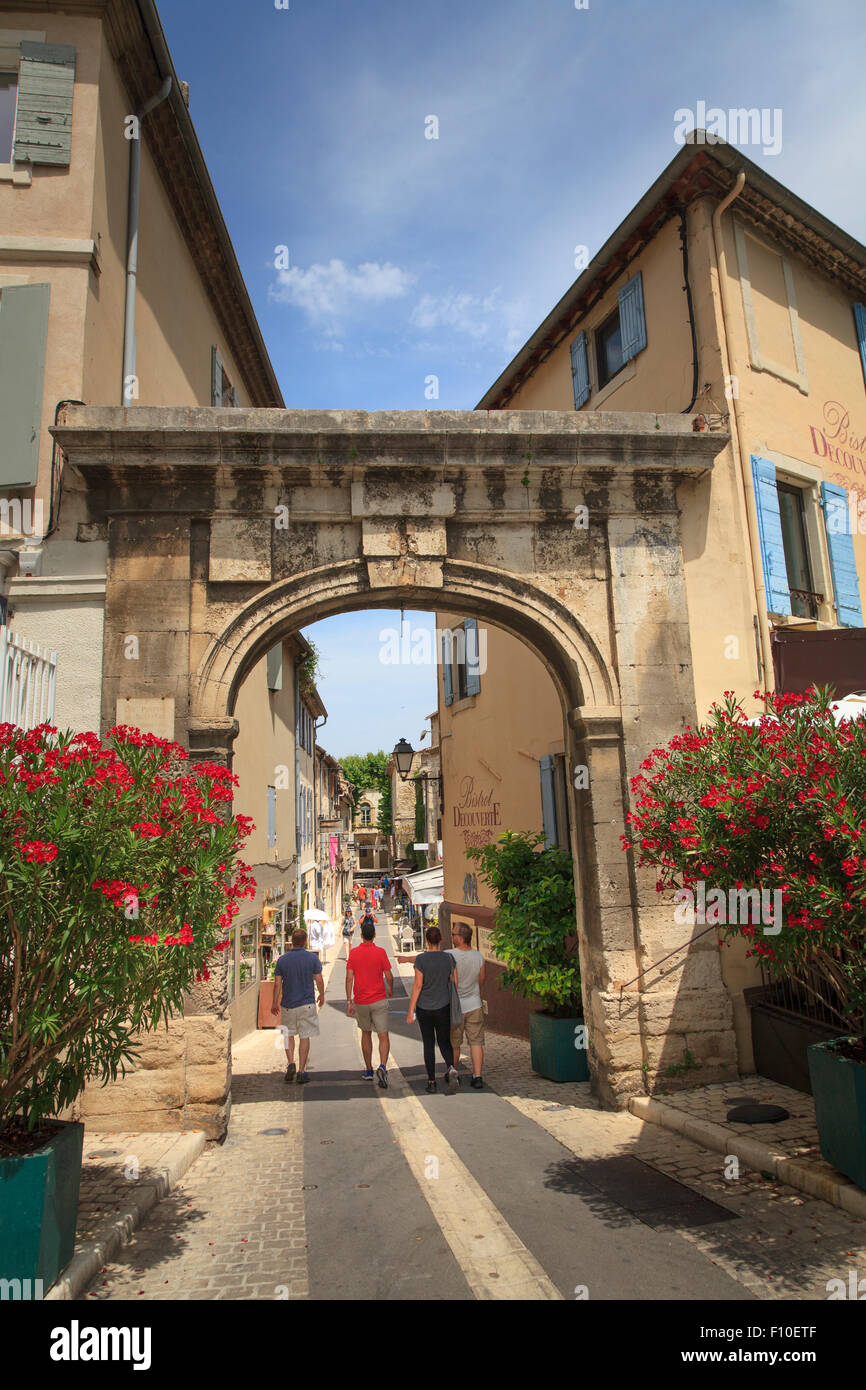 Arched entrance to Saint-Remy-de-Provence at Rue de la Commune France Stock Photo