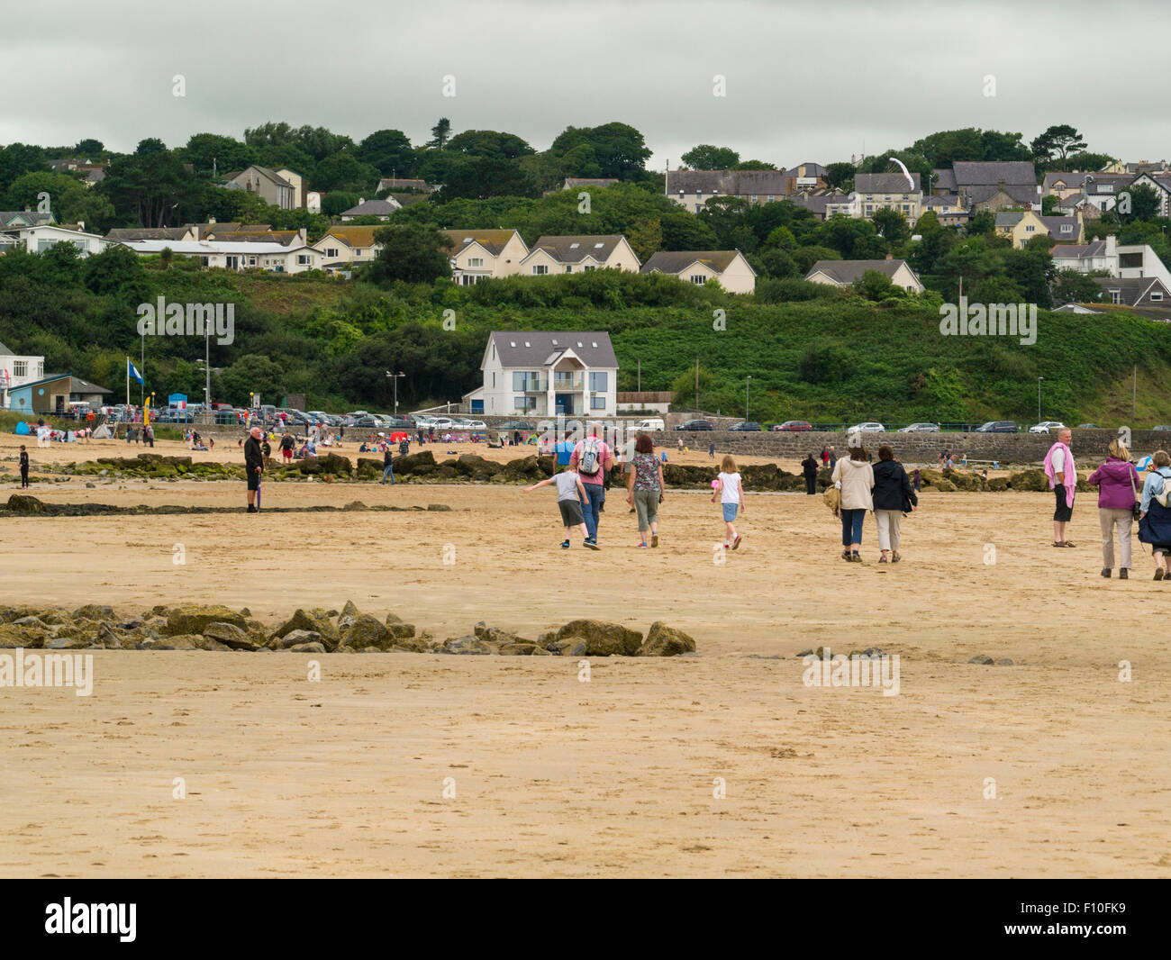 Benllech Blue Flag Beach Isle of Anglesey North Wales busy with