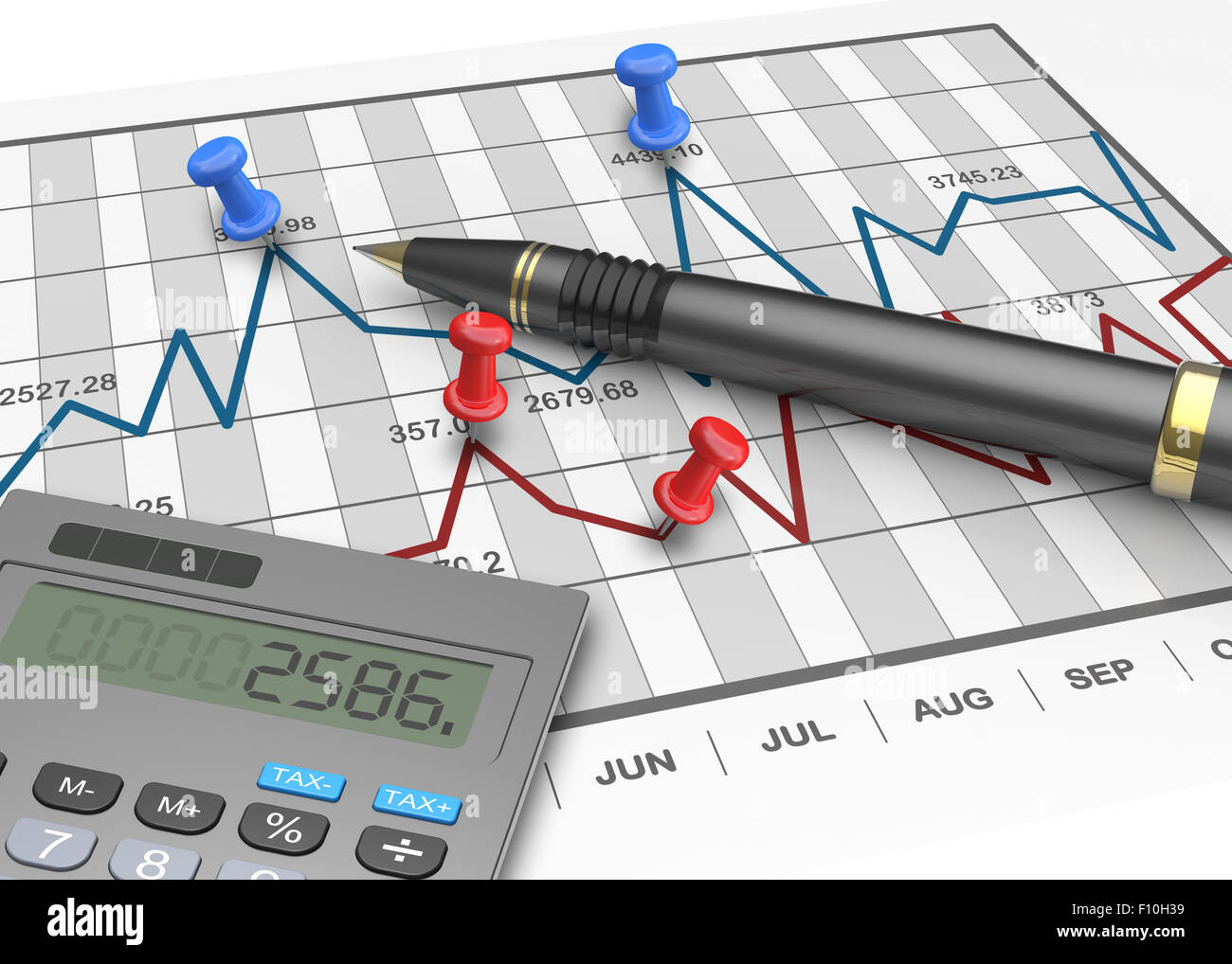 Financial stock market chart analysis Stock Photo