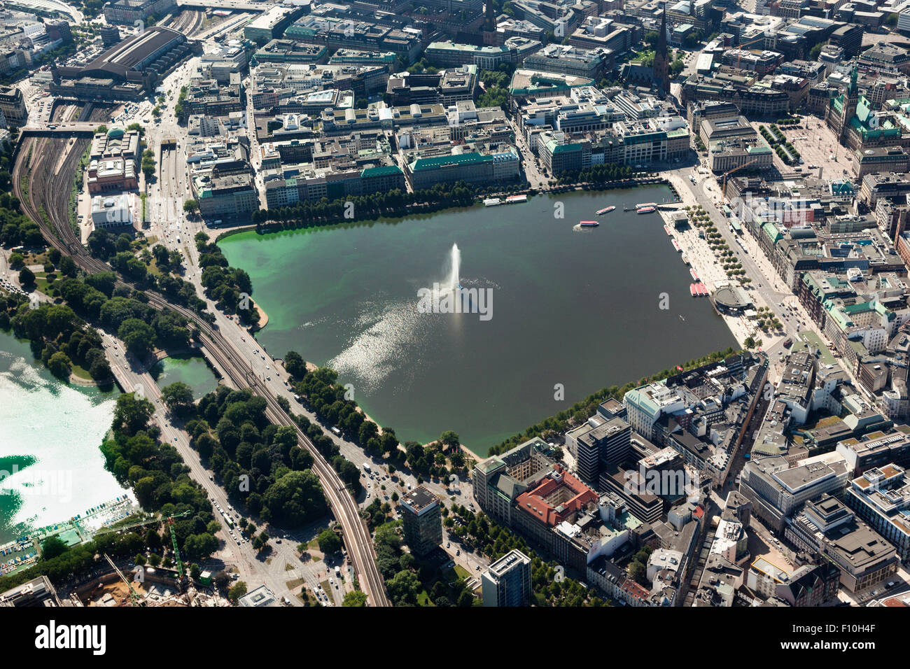 Aerial view of Binnenalster lake at Hamburg Stock Photo