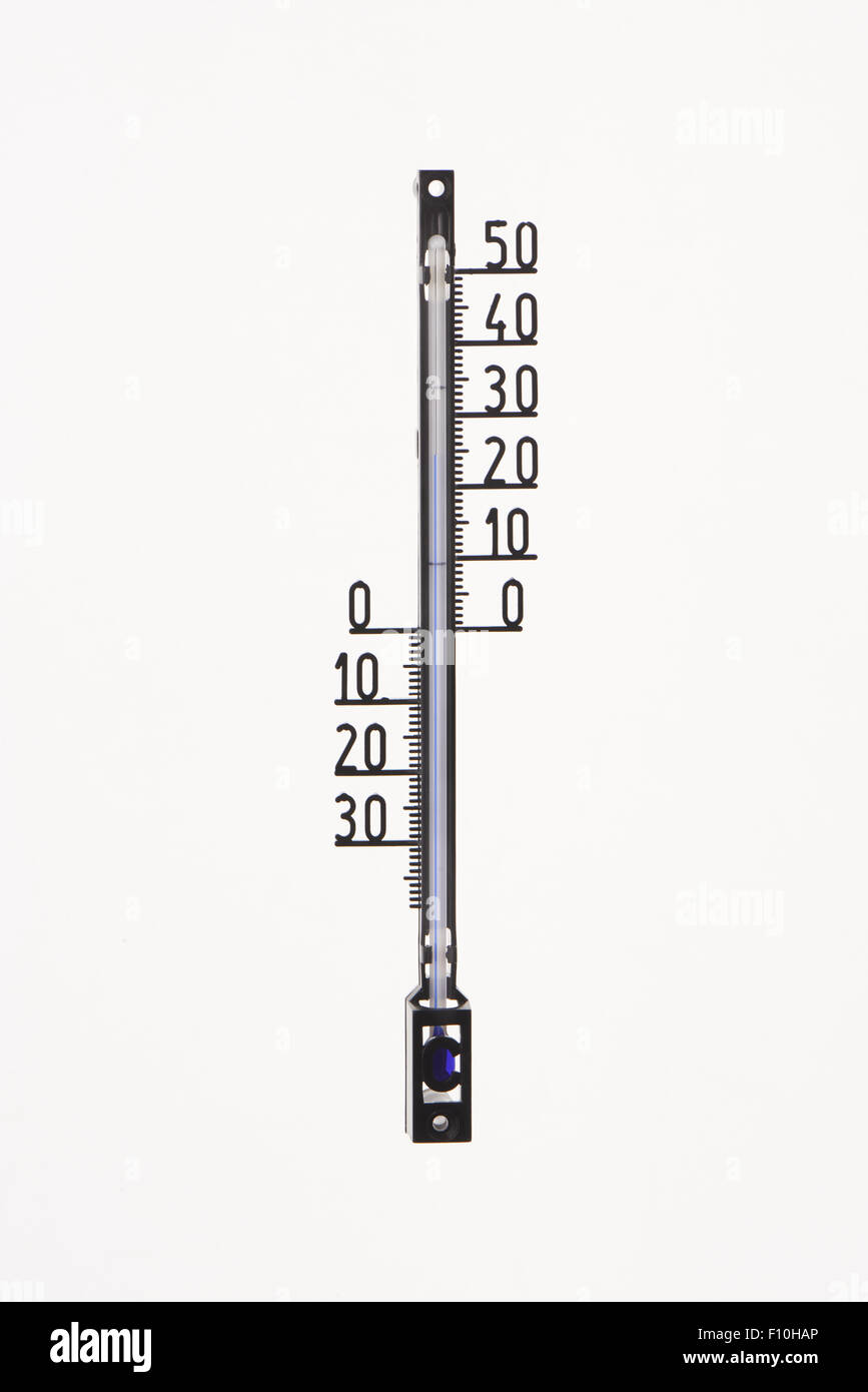 Thermometer with Celcius scale isolated on white background Stock Photo