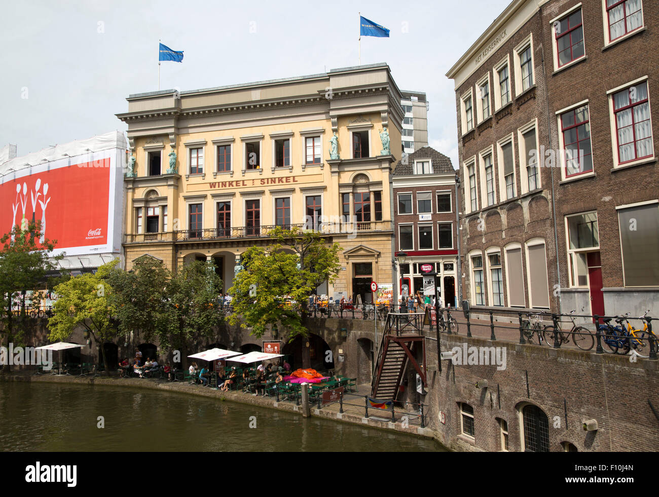 Winkel van Sinkel historic Oudegracht canal buildings, Utrecht Stock Photo  - Alamy