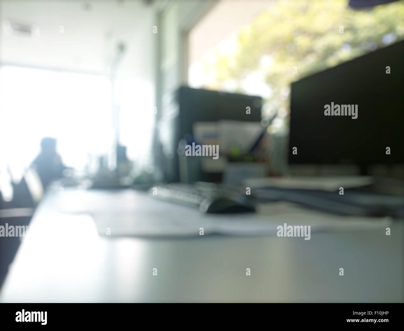 abstract office with computer blur background Stock Photo - Alamy