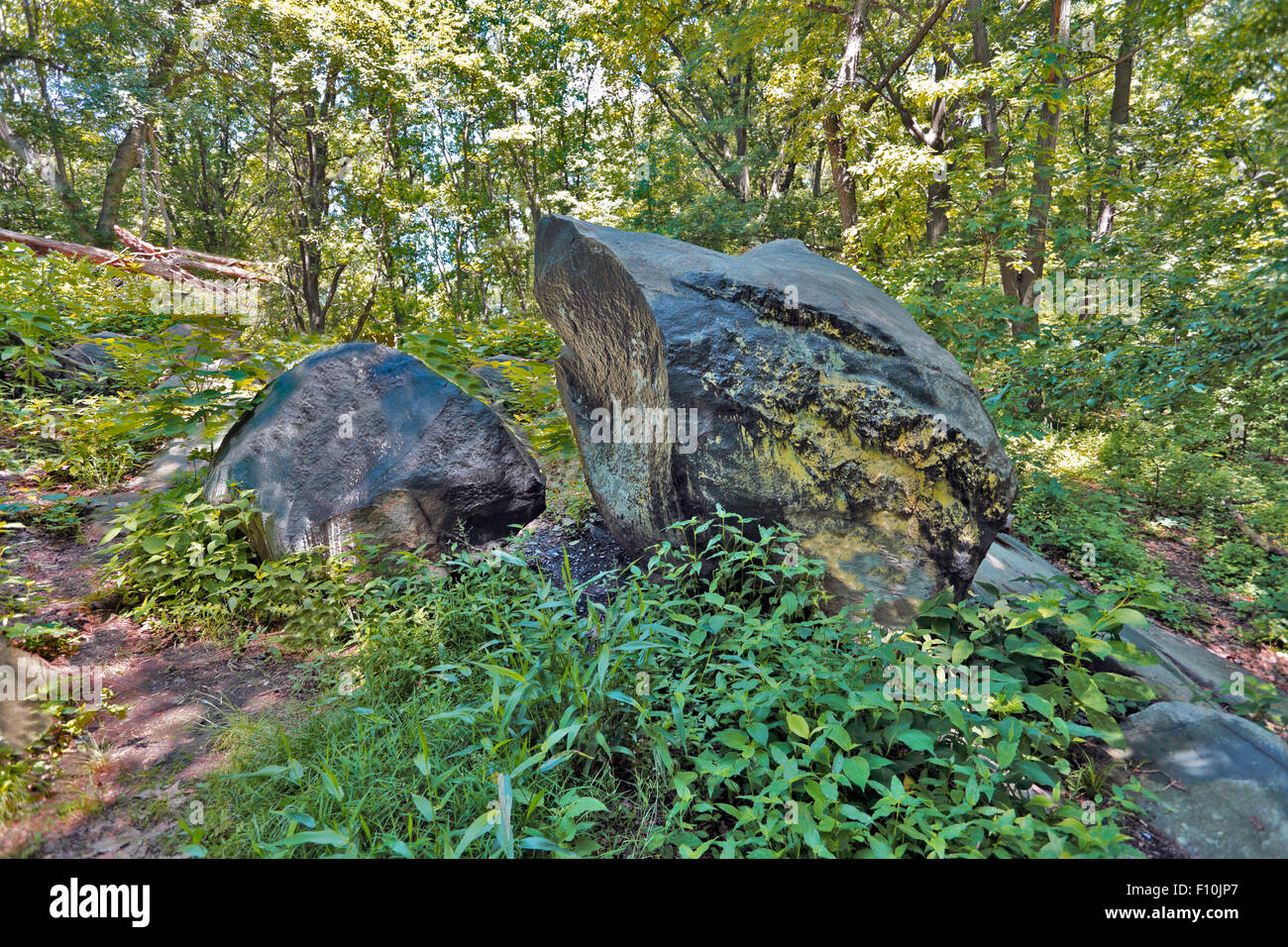 Painted rock Van Cortlandt Park Bronx New York Stock Photo - Alamy