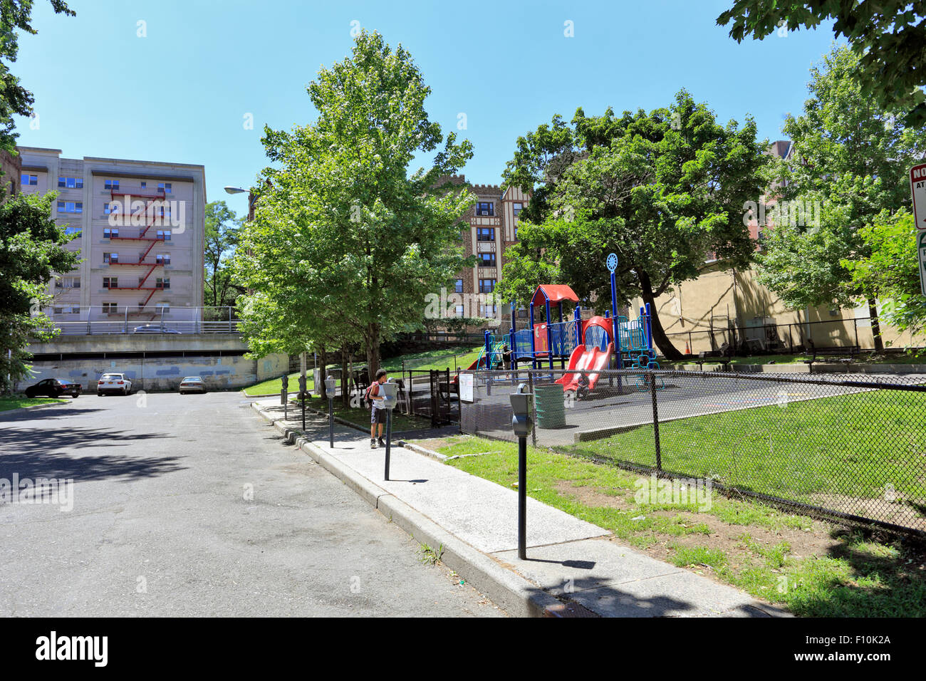Playground and parking lot Yonkers New York Stock Photo Alamy