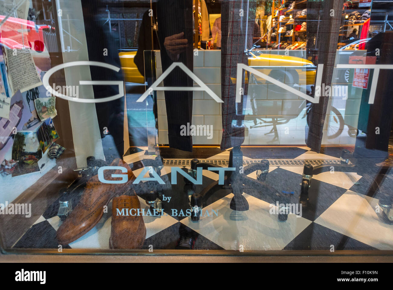 New York City, USA, 'Gant by Michael Bastian', Men's Fashion Shop Front Window, SIgn, Greenwich Village, Stock Photo