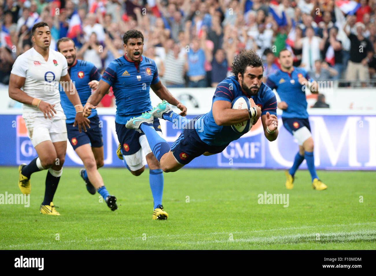 essai Yoann HUGET 22.08.2015 France/Angleterre Match amical.Photo