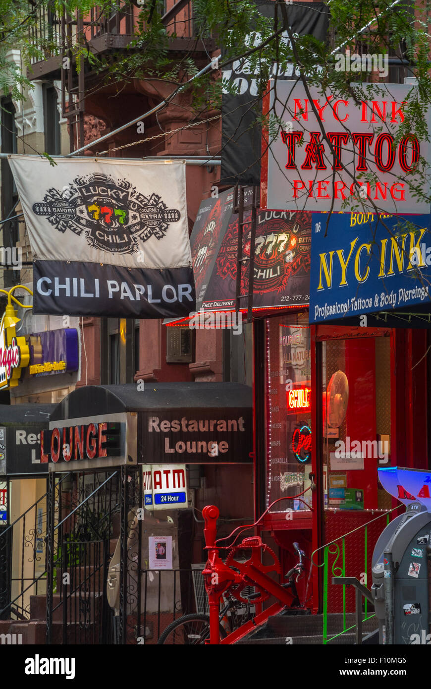 New York City, USA, Signs, Row Shops Fronts, Bleecker Street, Shopping