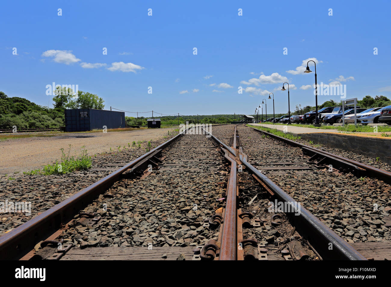 Train tracks Montauk Long Island New York Stock Photo Alamy