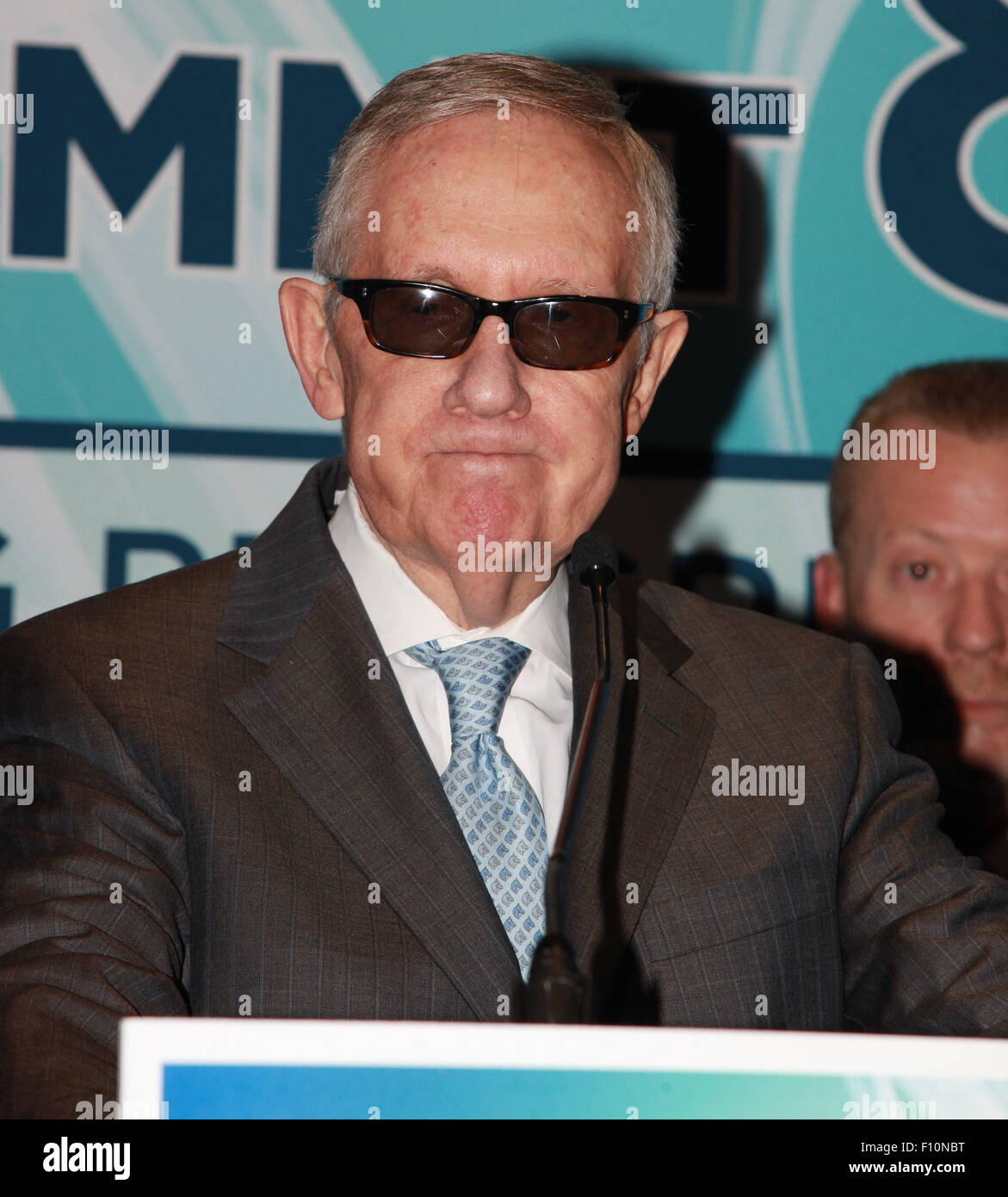 Aug. 24, 2015 - Las Vegas, Nevada, United States of America - Senator Harry Reid (D, NV) speaks at  Valley ElectriC Association press conference  during the 2015 National Clean Energy Summit 8.0 on August 24, 2015  at Mandalay Bay Convention Center in Las Vegas, Nevada. (Credit Image: © Marcel Thomas via ZUMA Wire) Stock Photo