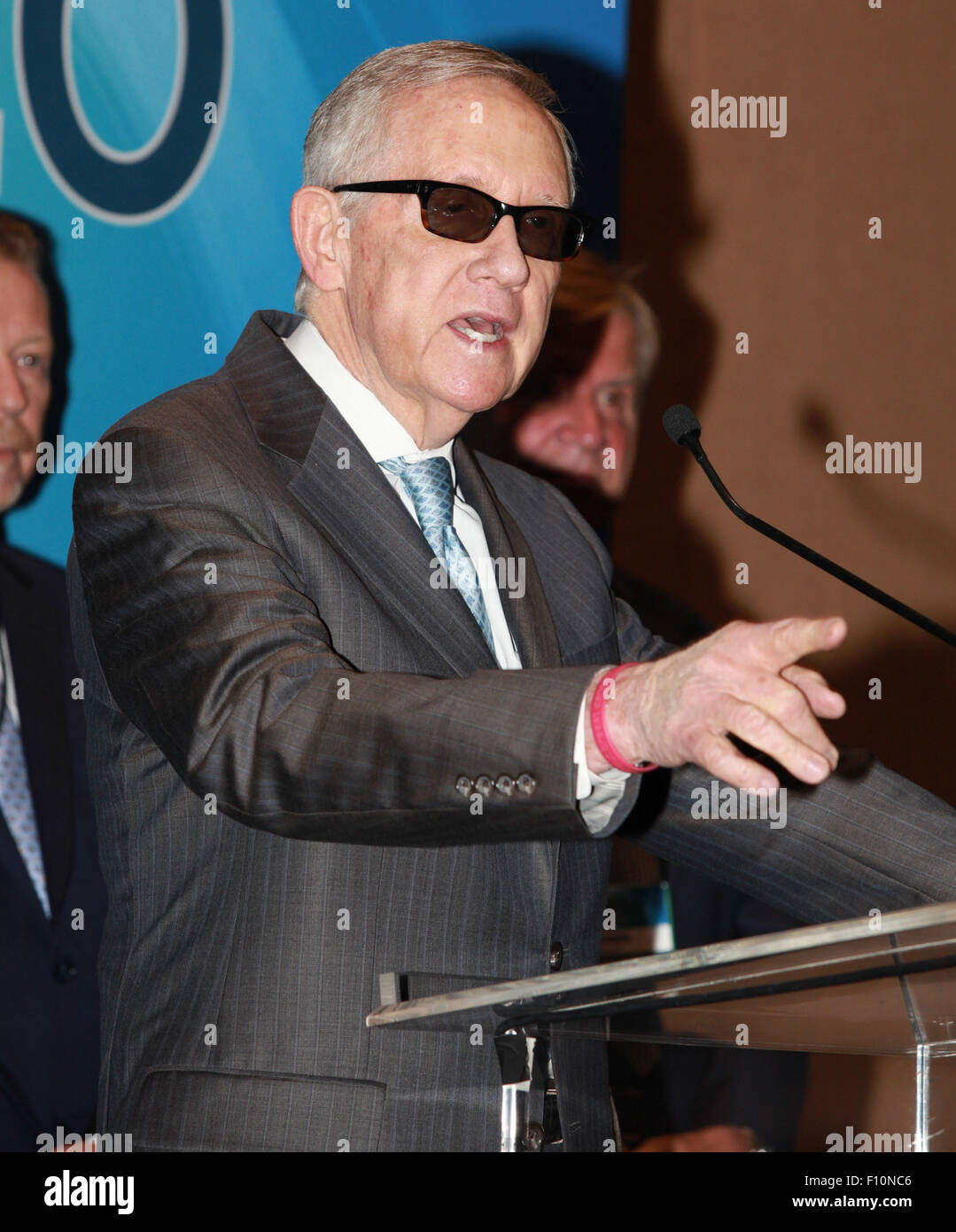 Aug. 24, 2015 - Las Vegas, Nevada, United States of America - Senator Harry Reid (D, NV) speaks at  Valley ElectriC Association press conference  during the 2015 National Clean Energy Summit 8.0 on August 24, 2015  at Mandalay Bay Convention Center in Las Vegas, Nevada. (Credit Image: © Marcel Thomas via ZUMA Wire) Stock Photo