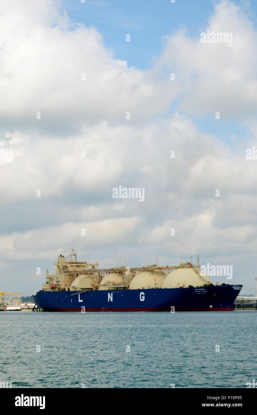 LNG Tanker at seaport Stock Photo