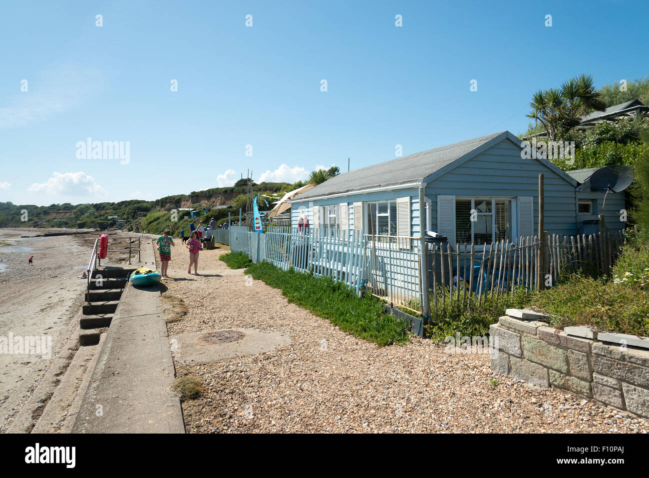 A Wooden Beach House On The Coast At Bembridge On The Isle Of Wight Uk Stock Photo Alamy