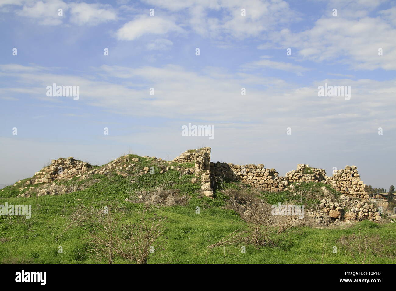 Israel, Jezreel Valley, ruins of the Ottoman tower in Tel Jezreel Stock Photo
