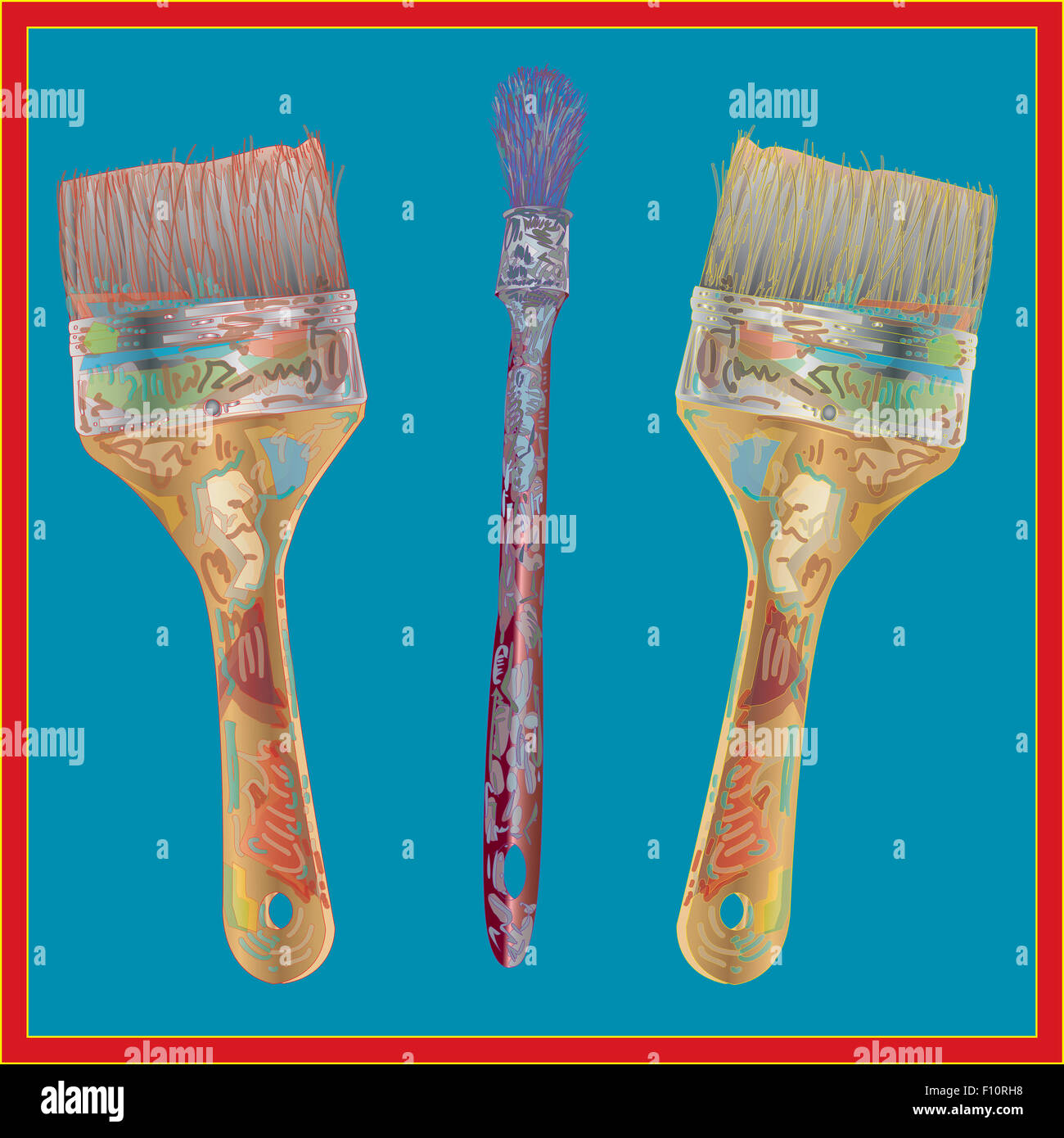 Artist paint brushes in a square frame Stock Photo Alamy