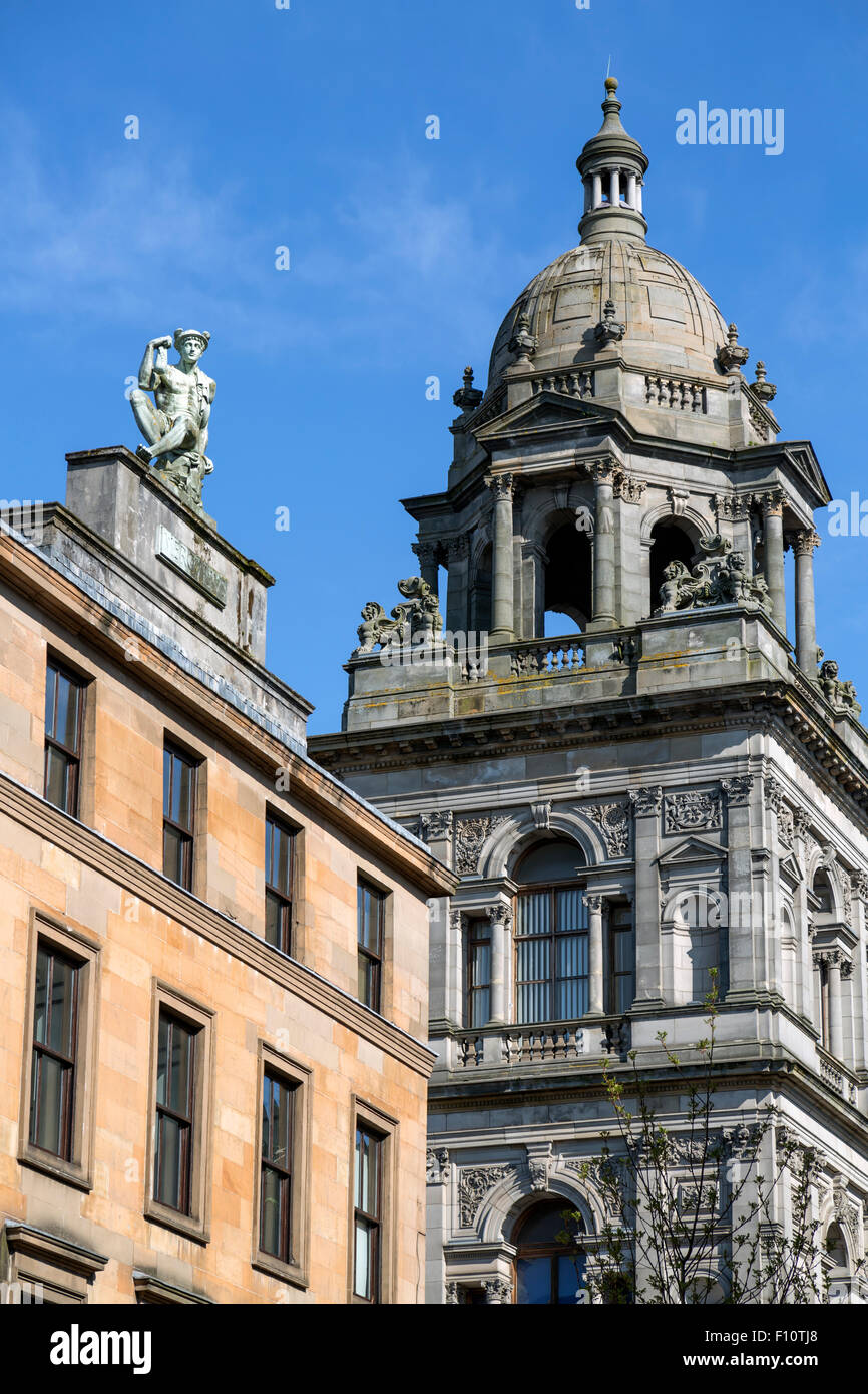 Glasgow City Chambers in the background and the Italian Centre in the foreground, Glasgow city centre, Scotland, UK Stock Photo