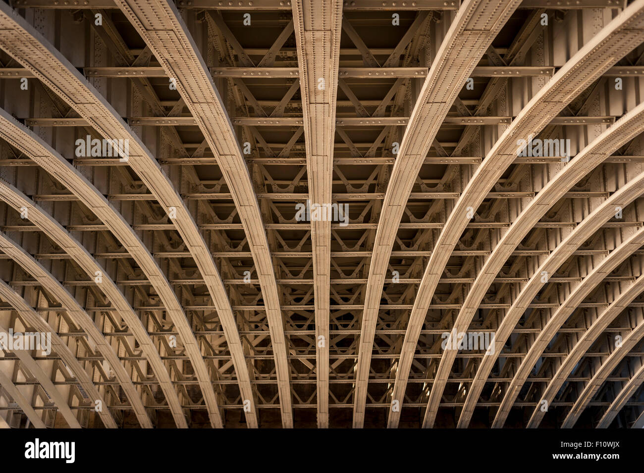 London, UK. 22 August 2015.  A view of the underneath of Blackfriars Bridge. Stock Photo