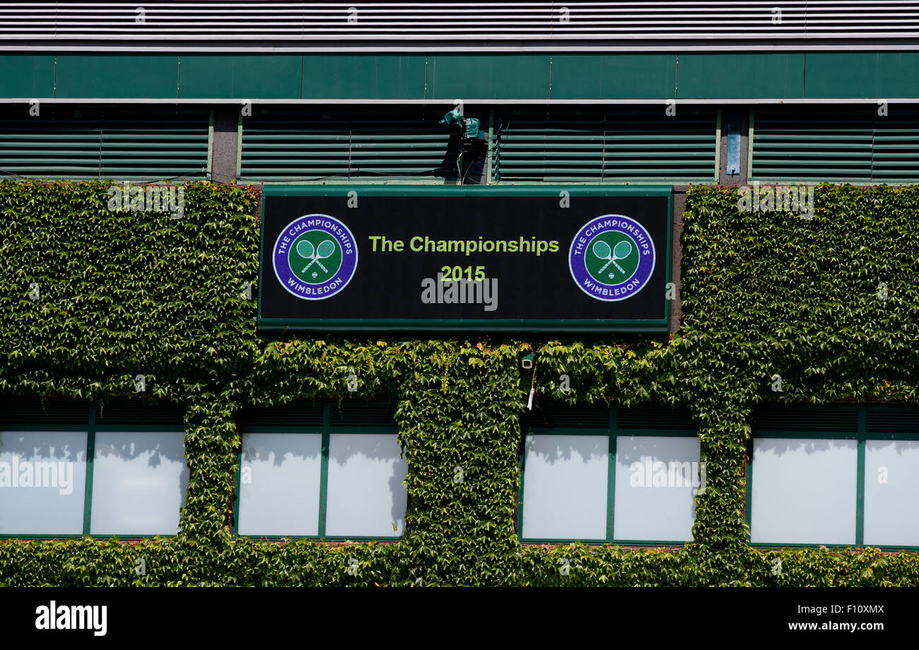 The Championships 2015 sign at Wimbledon  Tennis - Wimbledon 2015 - Grand Slam ITF / ATP / WTA -  AELTC - Lond Stock Photo