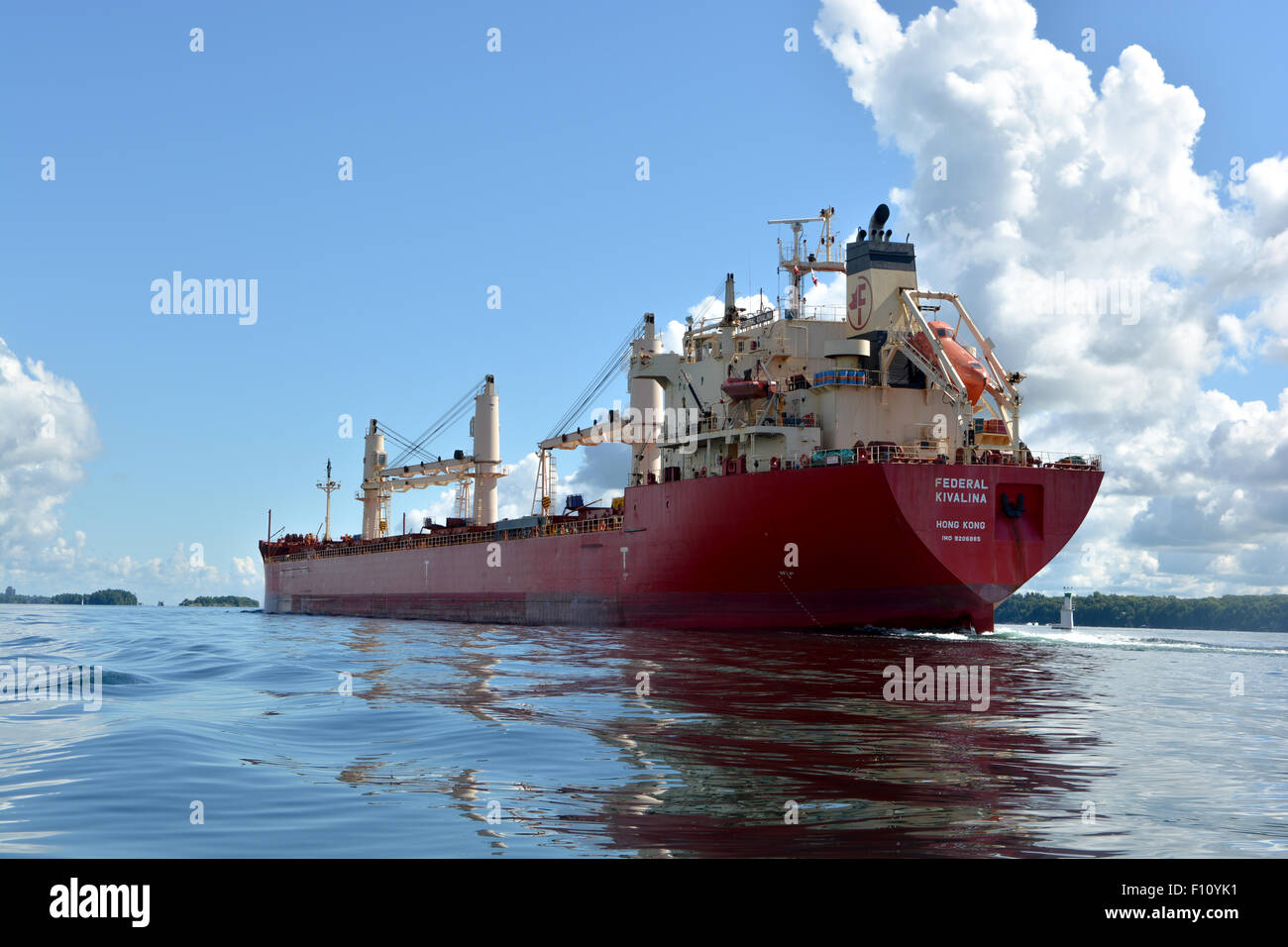 Red Freight ship St. Lawrence Seaway Stock Photo