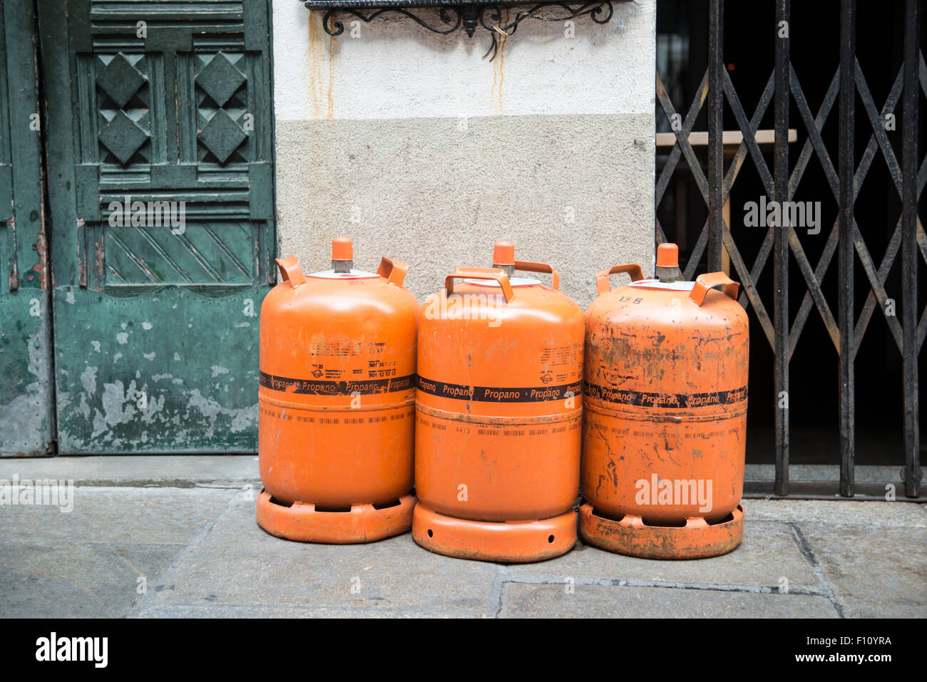 Three Gas bottles Stock Photo Alamy