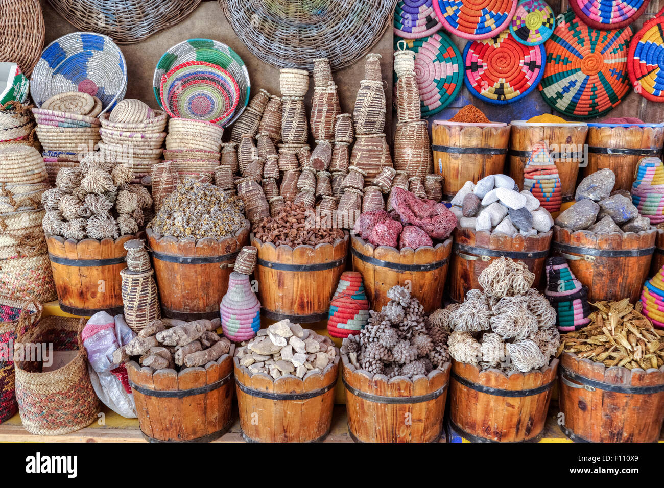 market stand in the old town of Aswan, the Souk, Egypt, Africa Stock Photo