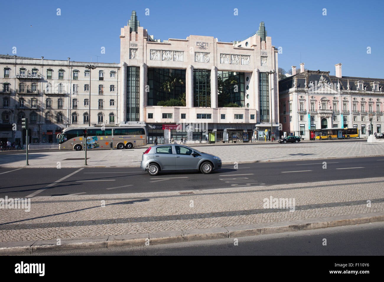 Eden Teatro building, currently apartment Orion Eden Hotel. at Praca Restauradores in Lisbon, Portugal Stock Photo