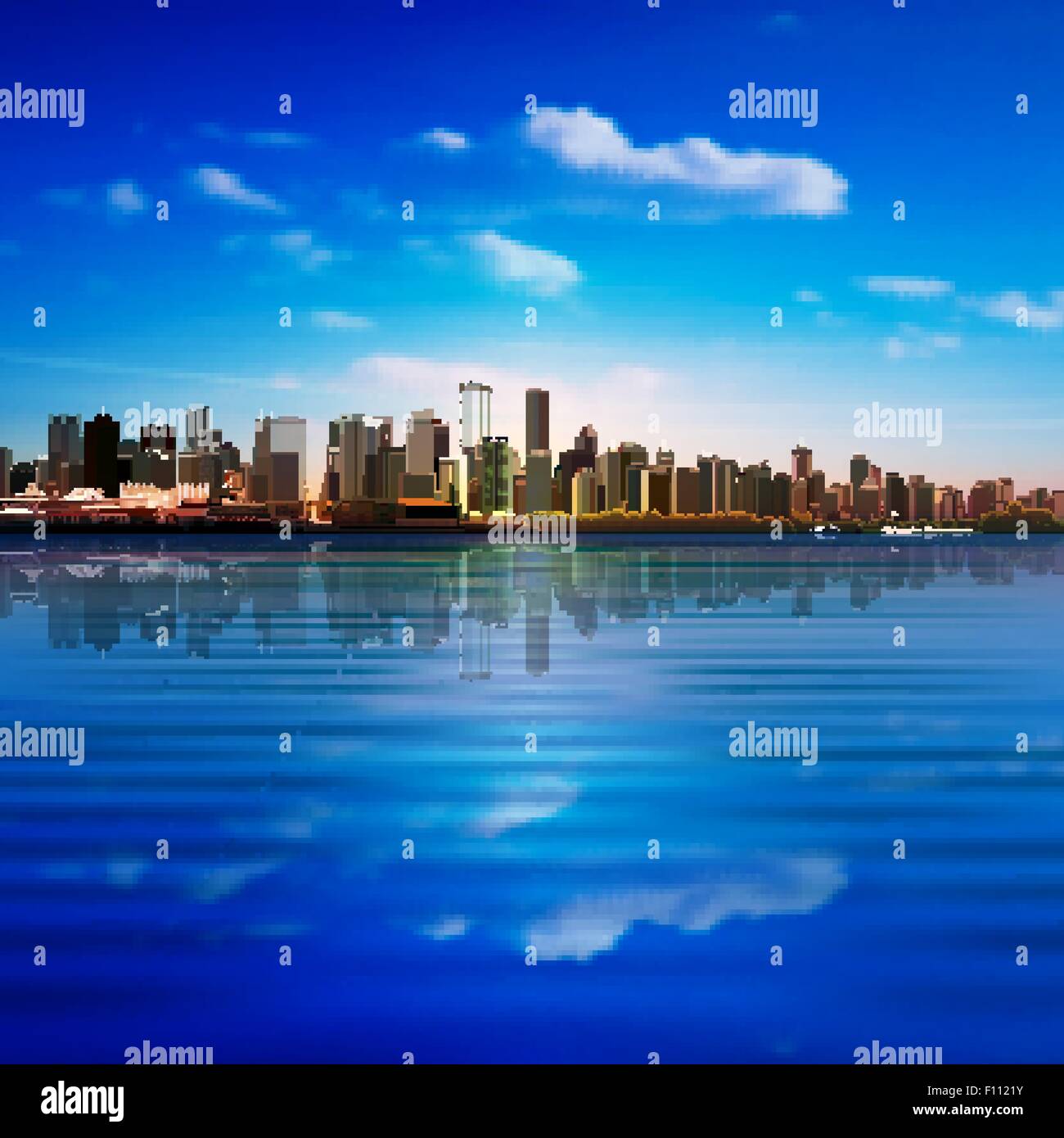 abstract blue nature background with clouds and panorama of Vancouver