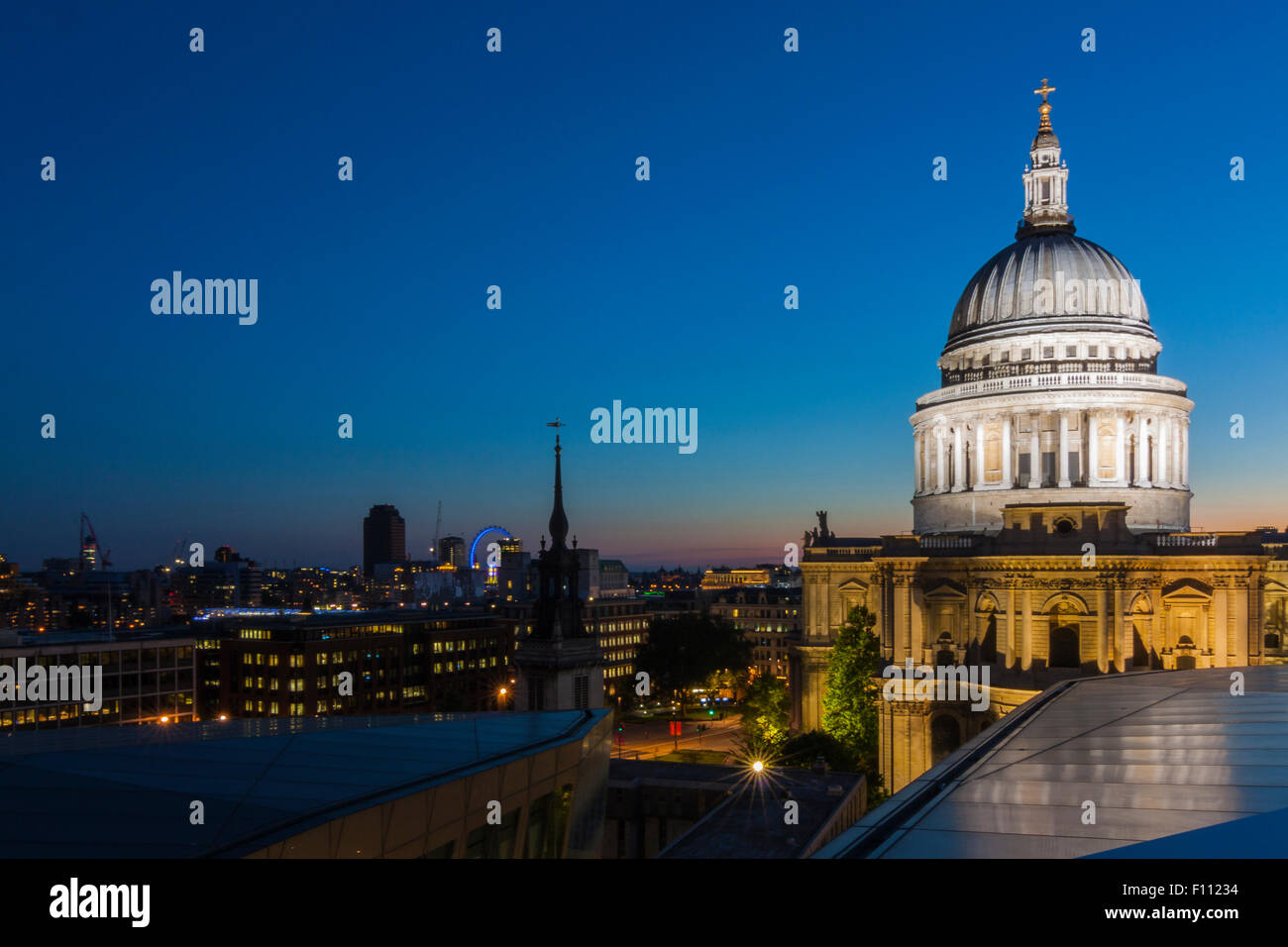 St Paul's Cathedral from One New Change shopping center rooftop, London, England, United Kingdom Stock Photo