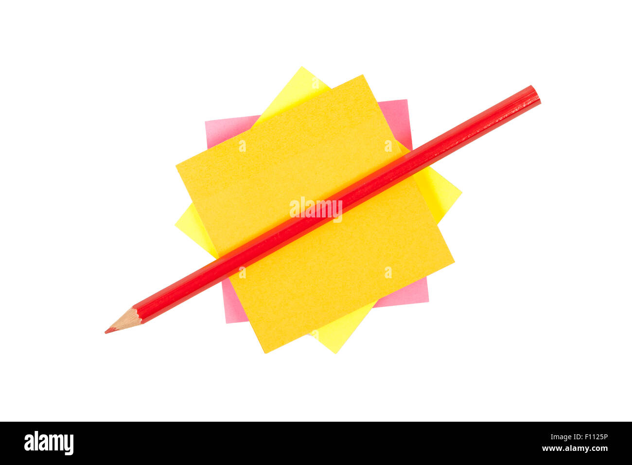 Adhesive label and pencil isolated Stock Photo