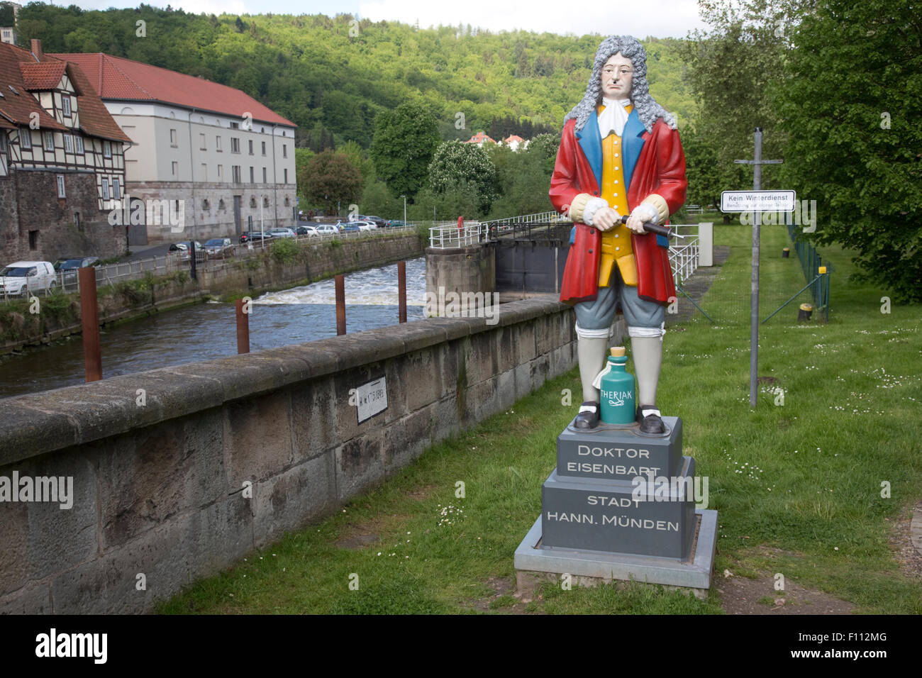 Statue of Doktor Eisenbart a well known travelling Doctor and brilliant but contraversial surgeon Hann Munden Germany Stock Photo