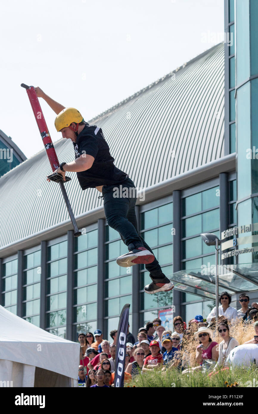 Xpogo Stunt team performs at the Canadian National Exhibition in